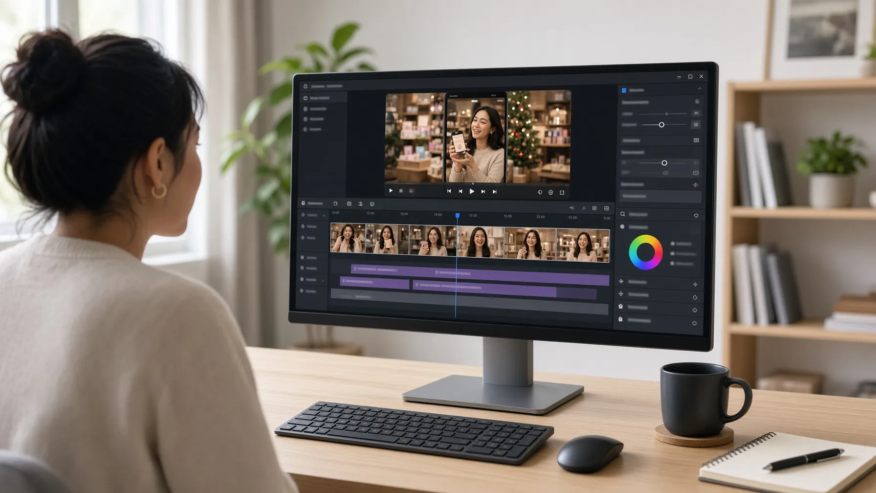 Video editing interface for a UGC-style ad.