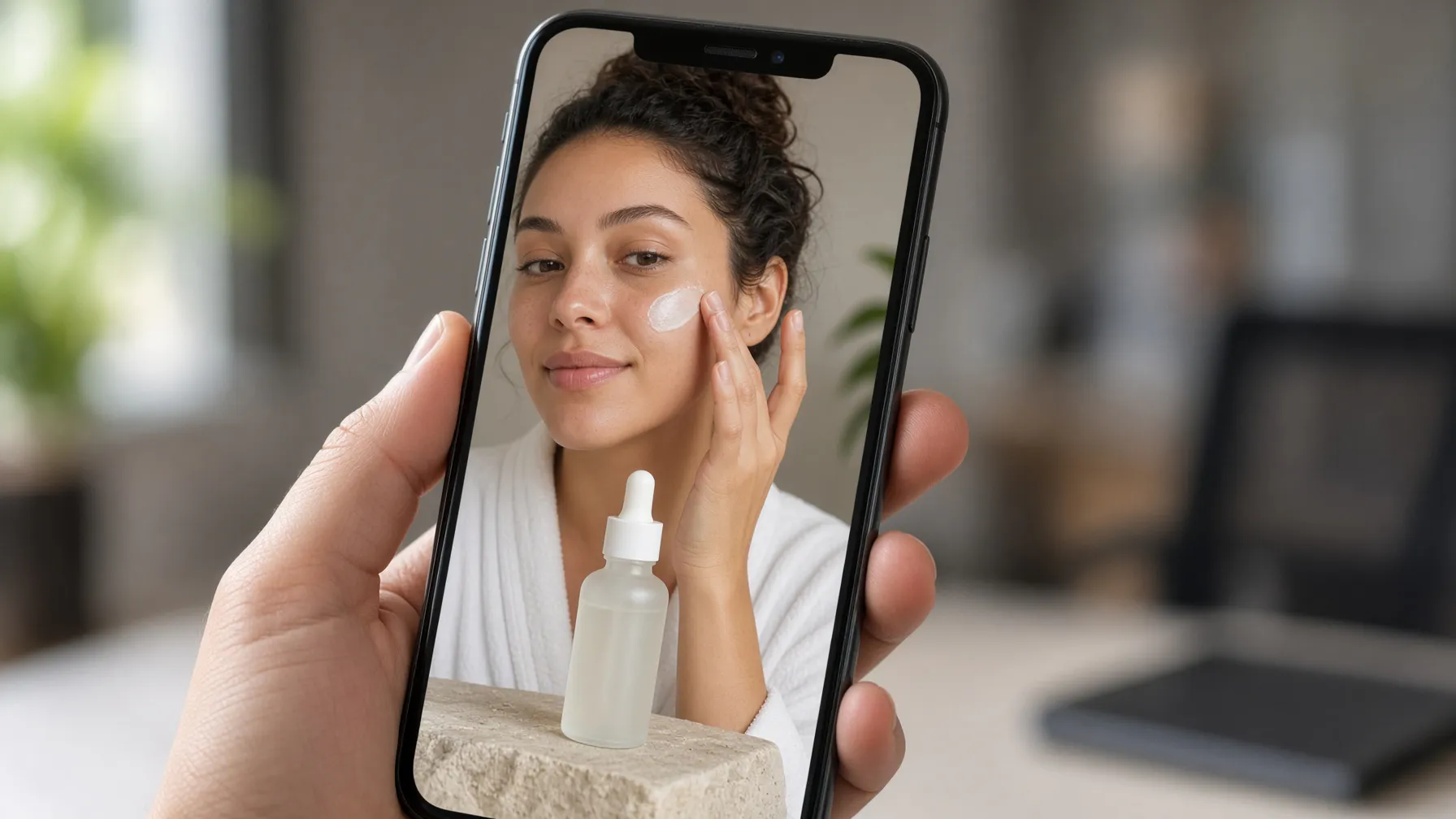Smartphone displaying a high-quality UGC video ad