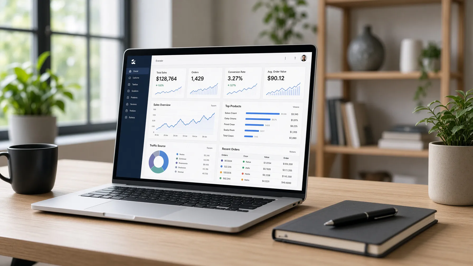 Modern ecommerce dashboard for Shopify store management