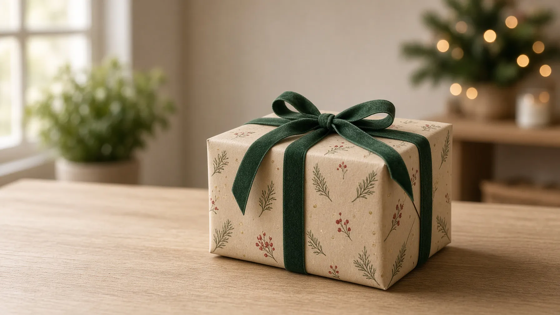 A beautifully wrapped gift box for holiday marketing