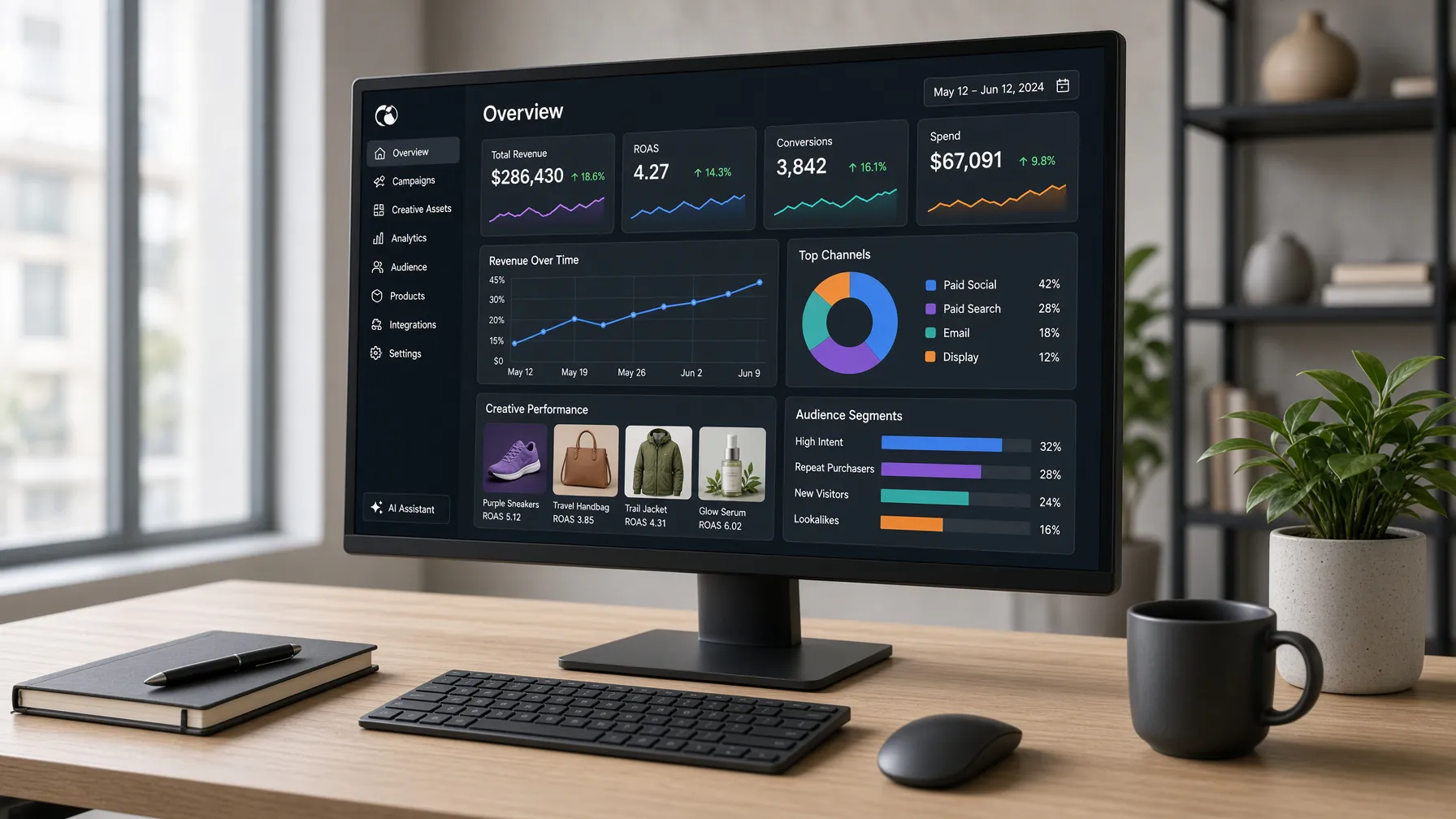 CreaX marketing dashboard interface
