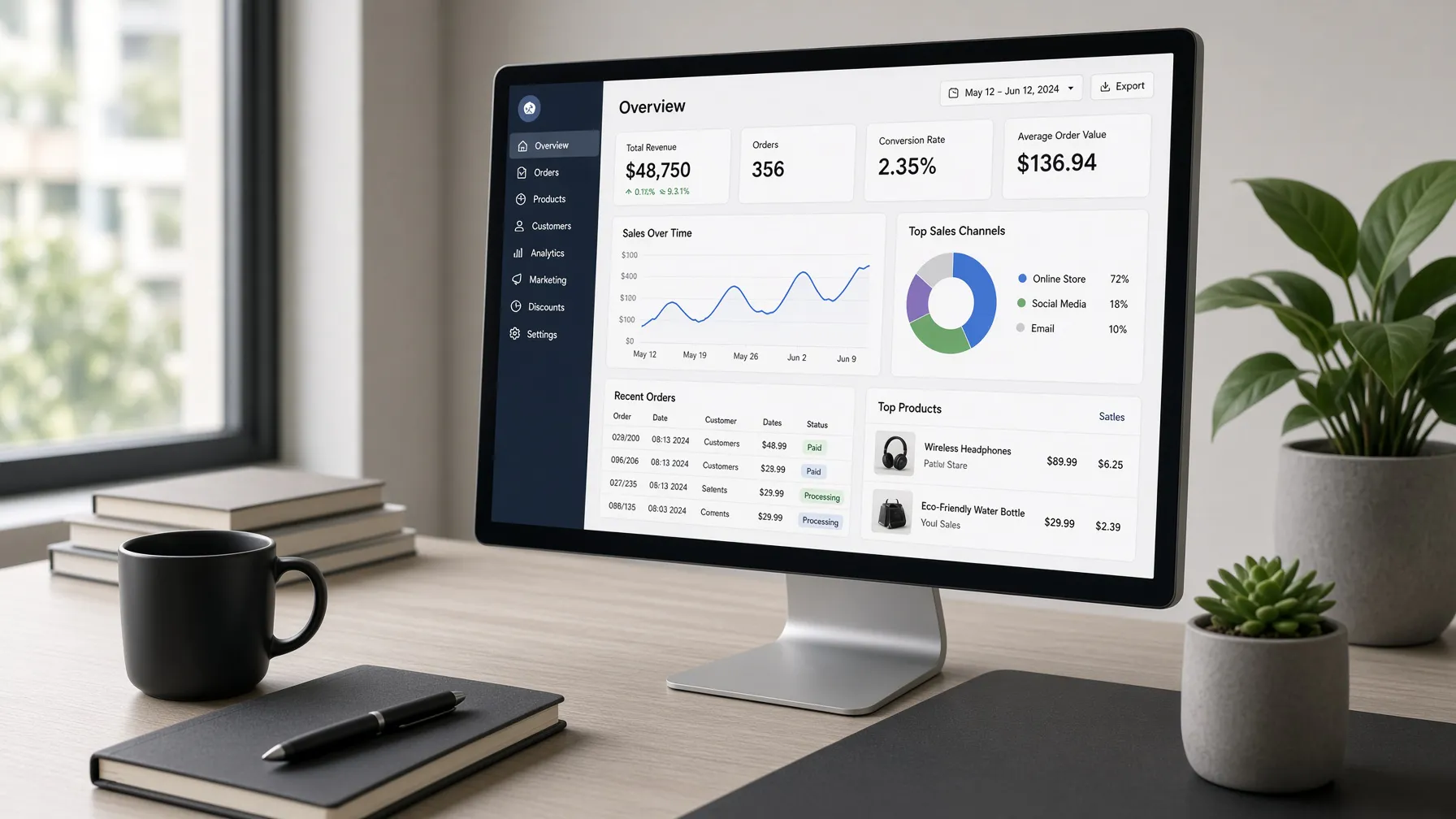 A modern ecommerce workspace setup