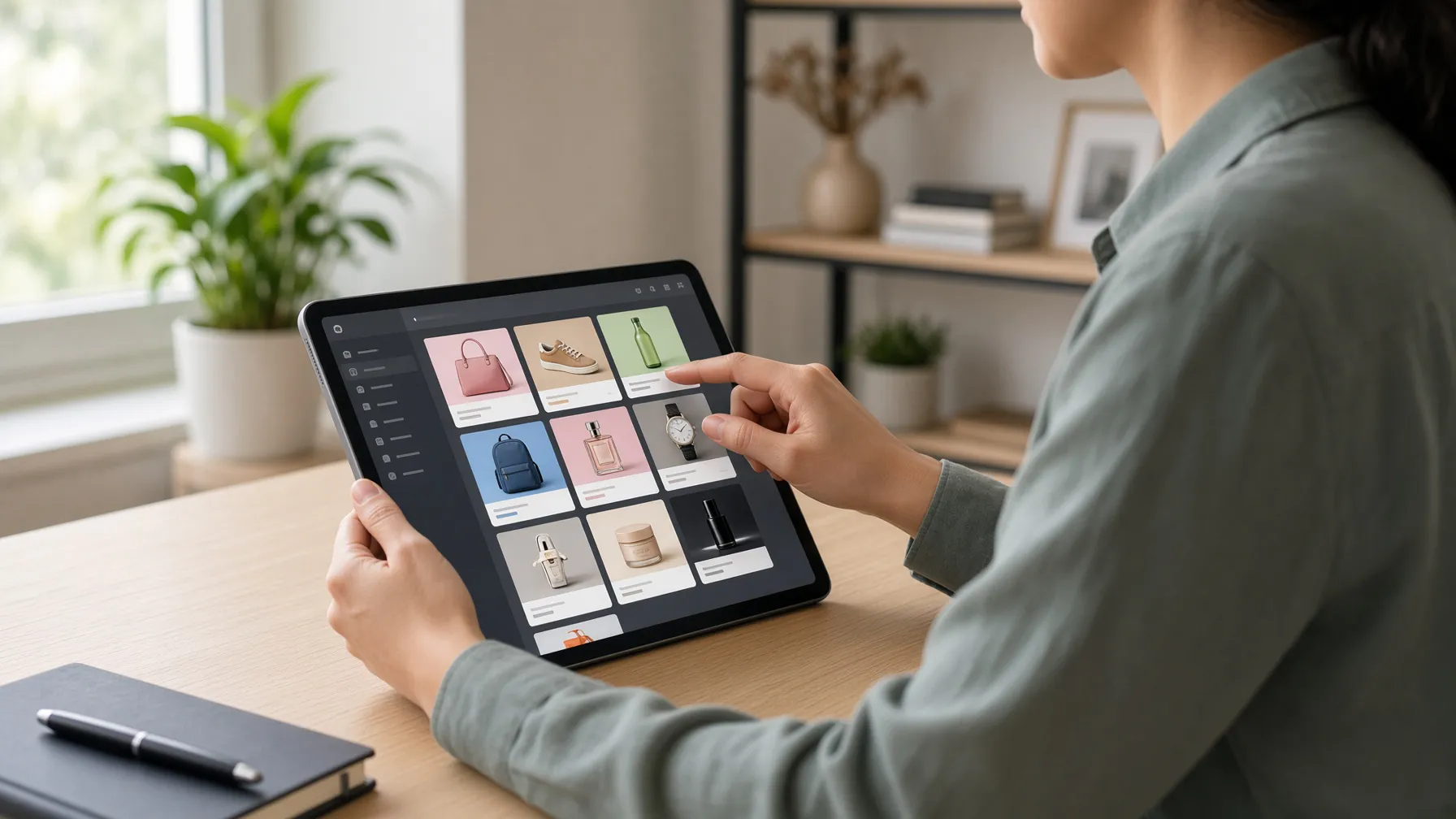 Marketing professional organizing new ad creative assets