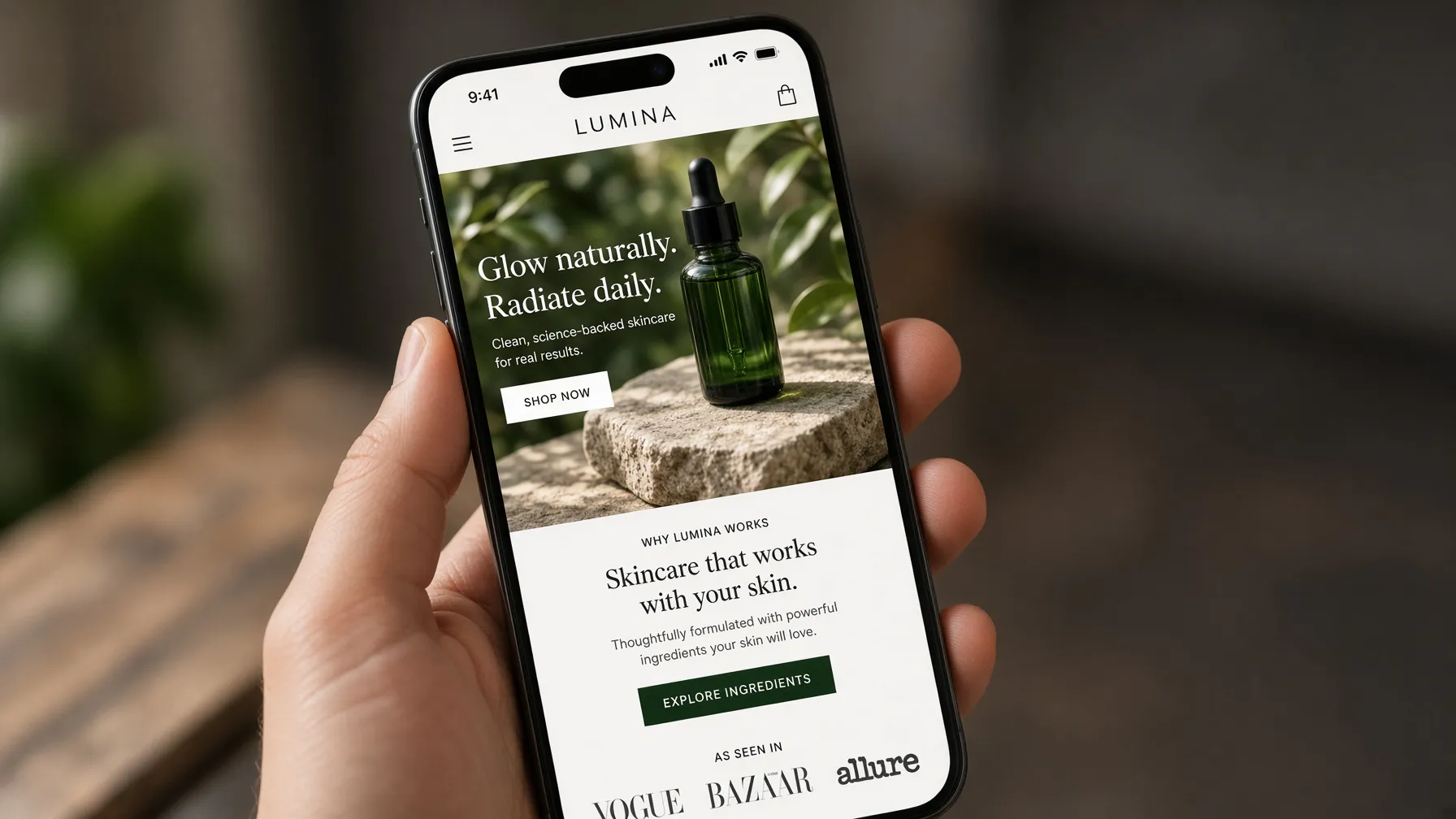Mobile view of a high-converting ecommerce landing page