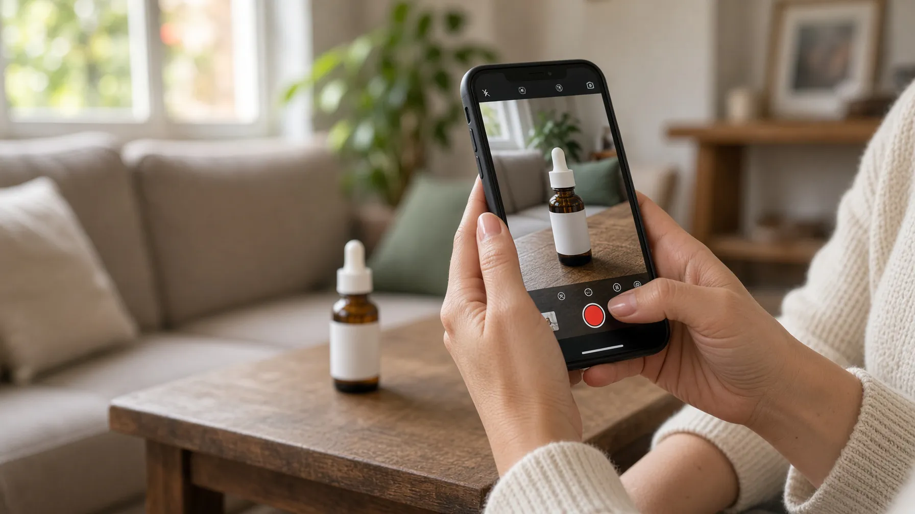 Person filming a product for a TikTok ad