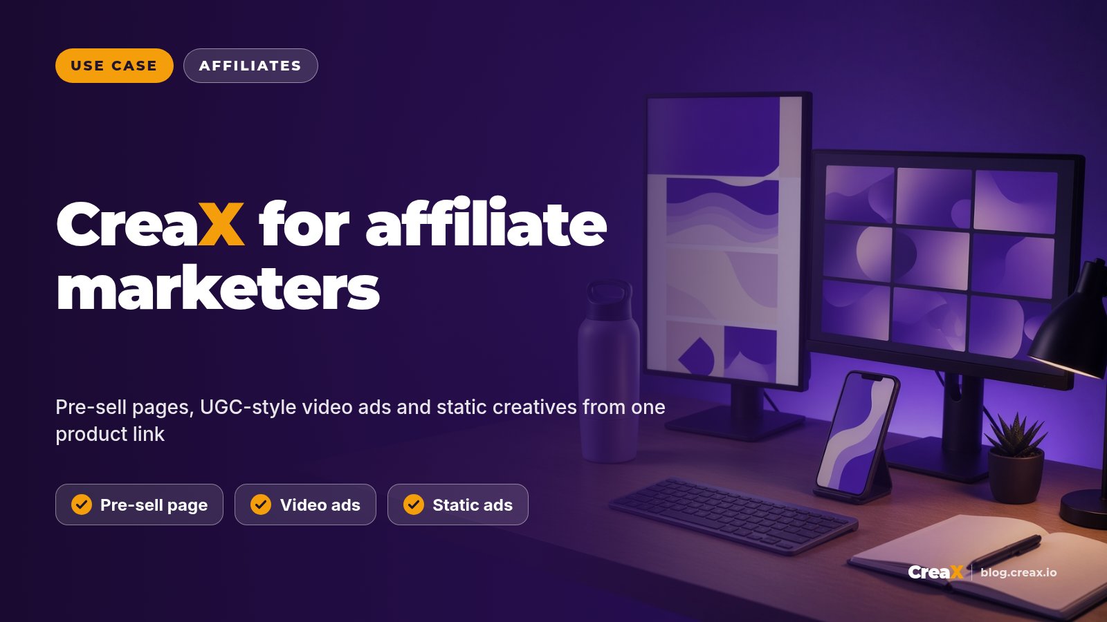 CreaX for Affiliate Marketers: Pre-Sell Pages and Video Ads