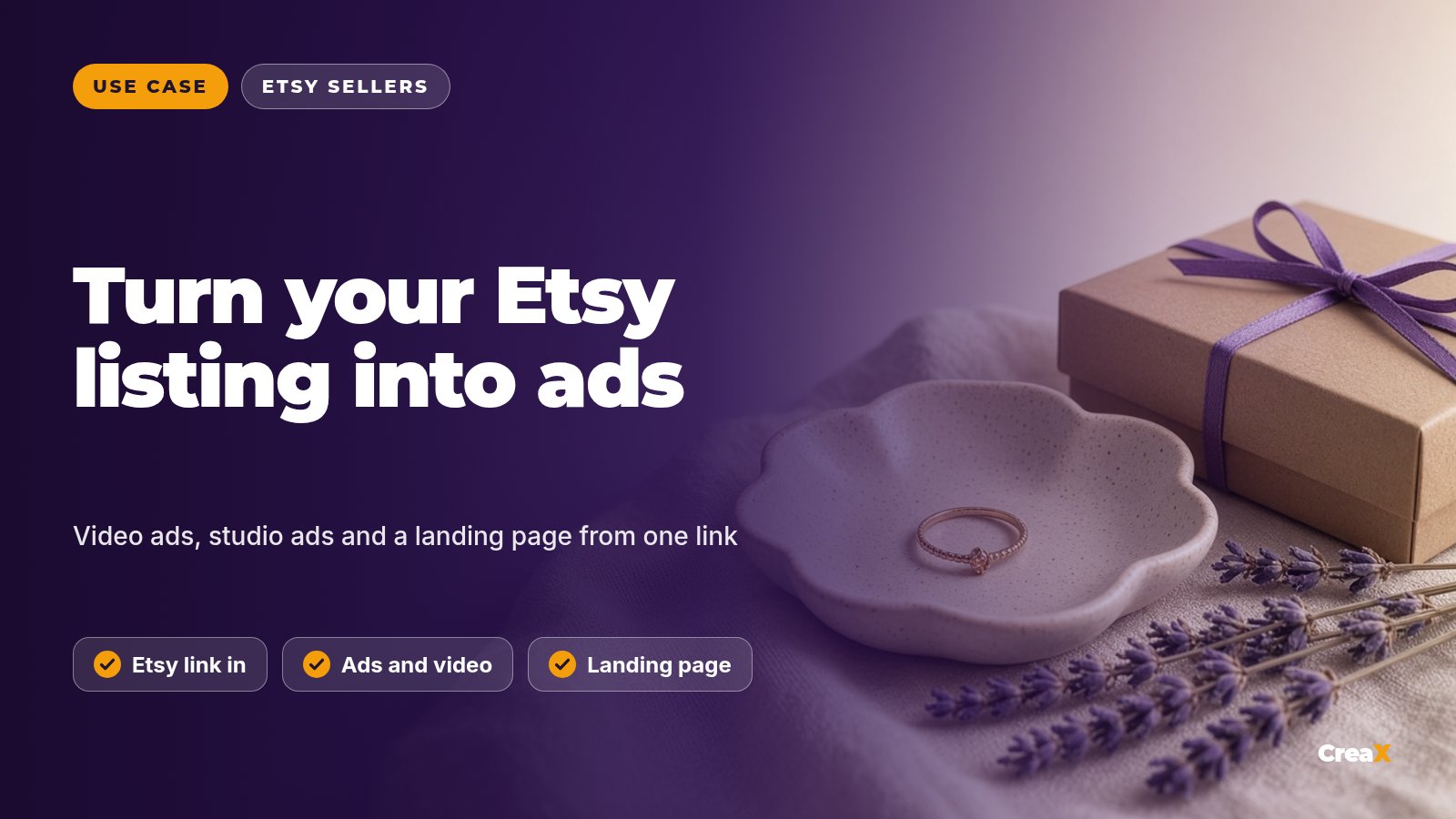 CreaX for Etsy Sellers: Ads and Landing Pages From Your Listing