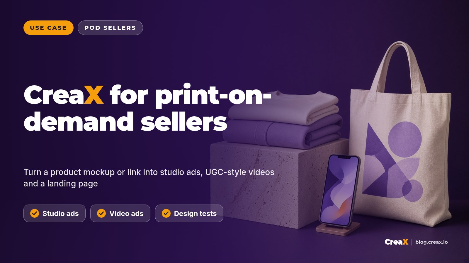 CreaX for Print-on-Demand Sellers: Mockups to Ads