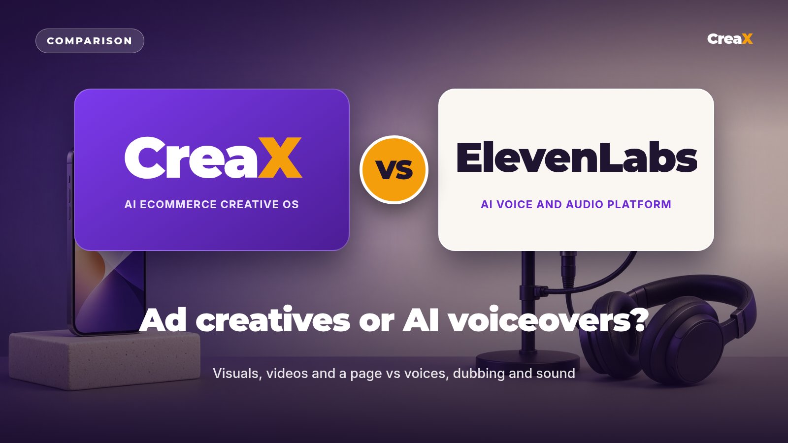 CreaX vs ElevenLabs: Ad Creatives vs AI Voiceovers
