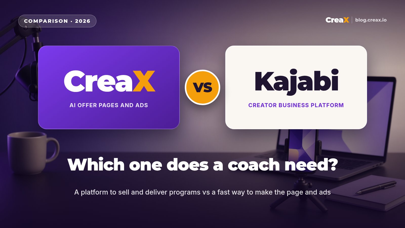 CreaX vs Kajabi for Coaches: Course Platform or Offer Ads Engine?