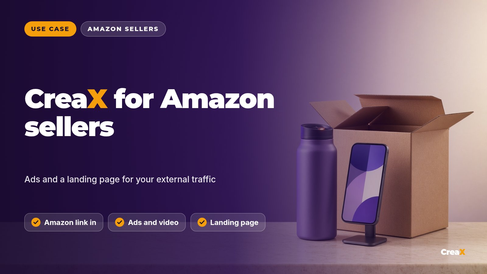 CreaX for Amazon Sellers: Ads and Landing Pages for External Traffic