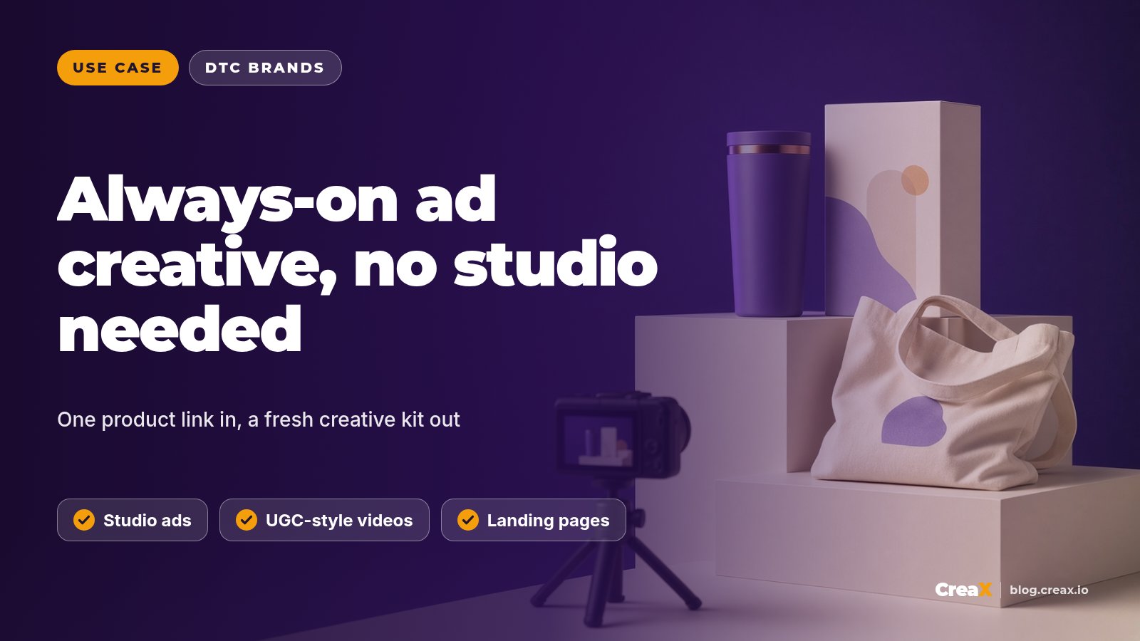CreaX for DTC Brands: Always-On Ad Creative Without a Studio